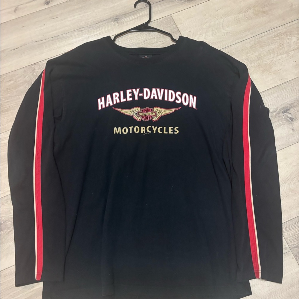 Harley-Davidson Black Long Sleeve Tee with Red Stripes
